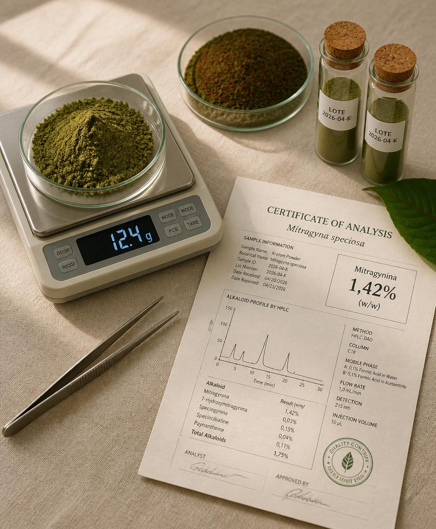 Laboratory analysis with HPLC certificate and Saviala kratom samples